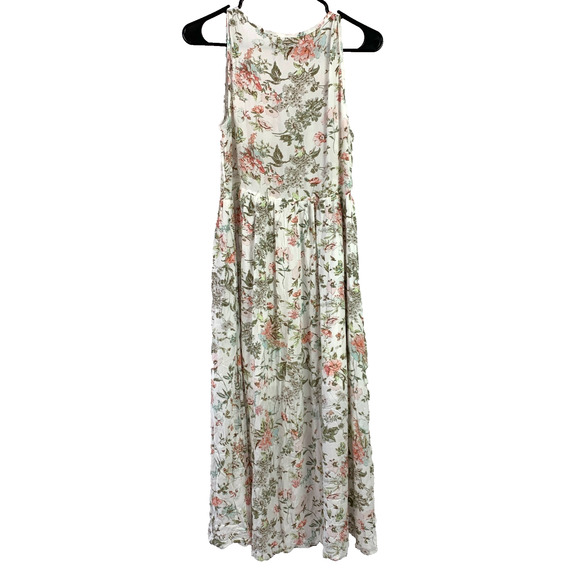 Frye Sleeveless White Flowy Floral Western Boho Summer Dress Size Small STAINS - Picture 4 of 4